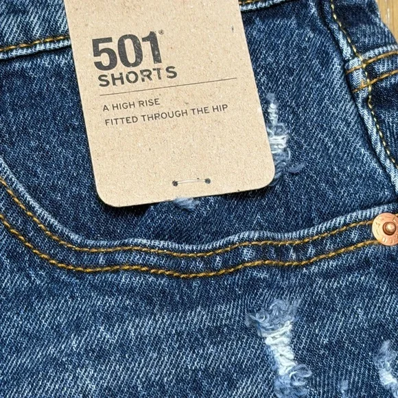 Levi’s 501 High Rise Distressed Cutoff Denim Shorts Size 29 NWT - Picture 3 of 6